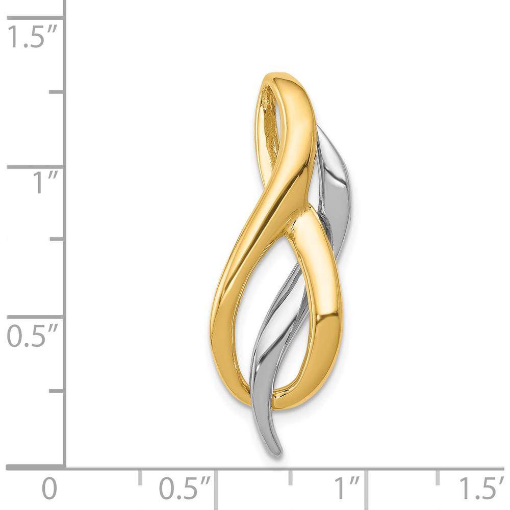 14K Two-Tone Free Form Slide Pendant in Polished Yellow and White Gold - Fits Up to 8mm Omega by 0