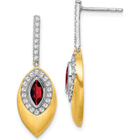 14K Two-Tone Garnet and Diamond Dangle Earrings - 0.35 Carat Total Garnet Weight by Monteluci Fine Jewelry