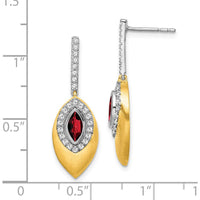 14K Two-Tone Garnet and Diamond Dangle Earrings - 0.35 Carat Total Garnet Weight by Monteluci Fine Jewelry