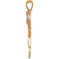 14K Two-Tone Girl with Rose Gold Bow and Diamond Accent Pendant - 0.03 Carat Total Diamond Weight by Oro Pregiato