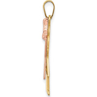 14K Two-Tone Girl with Ruffles and Rose Gold Bow Engravable Pendant by Oro Pregiato