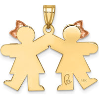 14K Two-Tone Girls Engravable Kiss Pendant - 21mm Length by Oro Pregiato