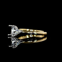 14K Two-Tone Gold 0.26 Carat Total Weight Three-Stone Ring with Floral Center and Trillion Cut Lab-Grown Diamonds - Covaloro Fine Jewelry