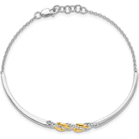 14K Two-Tone Gold 1/5 Carat Diamond Circles Half-Bangle Bracelet with 0.5" Extender - Women's Fine Jewelry by Monteluci Fine Jewelry