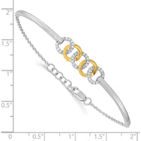 14K Two-Tone Gold 1/5 Carat Diamond Circles Half-Bangle Bracelet with 0.5" Extender - Women's Fine Jewelry by Monteluci Fine Jewelry