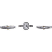14K Two-Tone Gold 1.70 Carats Emerald Cut Diamond Halo Bridal Set