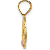 14K Two-Tone Gold #1 Grandma Heart Frame Pendant Charm by Oro Pregiato