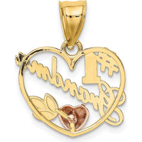 14K Two-Tone Gold #1 Grandma Heart Frame Pendant Charm by Oro Pregiato