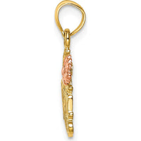 14K Two-Tone Gold #1 MOM with Rose Gold Flower Pendant - 17.2mm by Oro Pregiato