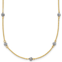 14K Two-Tone Gold 16" Diamond-Cut Beads Station Necklace with 2" Extender by 0