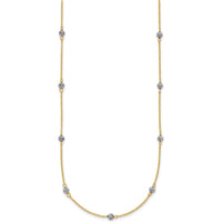 14K Two-Tone Gold 16" Diamond-Cut Beads Station Necklace with 2" Extender by 0