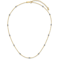 14K Two-Tone Gold 16" Diamond-Cut Beads Station Necklace with 2" Extender by 0