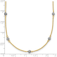 14K Two-Tone Gold 16" Diamond-Cut Beads Station Necklace with 2" Extender by 0