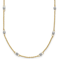 14K Two-Tone Gold 16" Ropa Chain Necklace with Mirror Beads and 2" Extender by 0