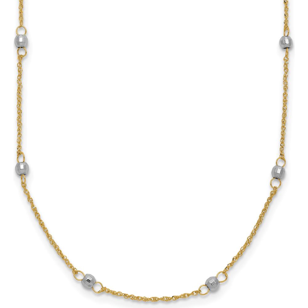 14K Two-Tone Gold 16" Ropa Chain Necklace with Mirror Beads and 2" Extender by 0