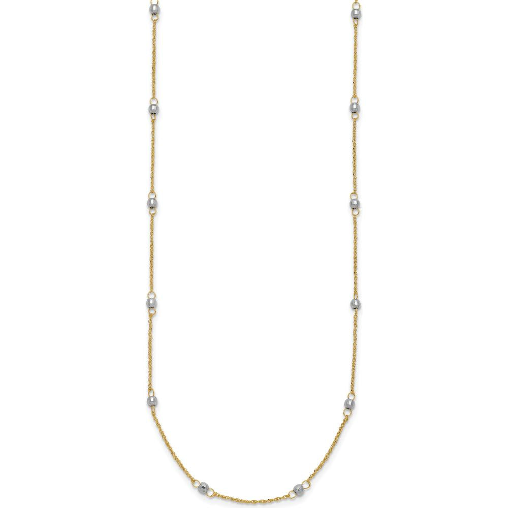 14K Two-Tone Gold 16" Ropa Chain Necklace with Mirror Beads and 2" Extender by 0