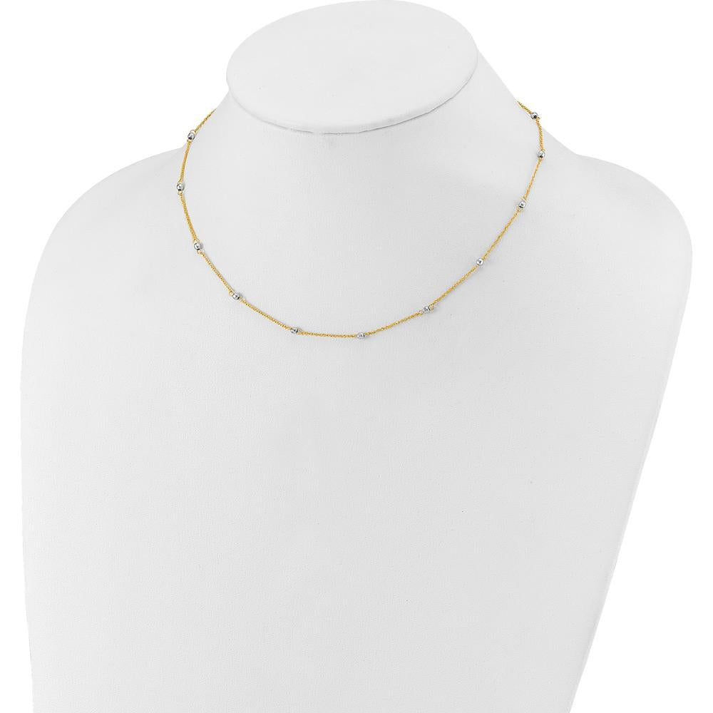 14K Two-Tone Gold 16" Ropa Chain Necklace with Mirror Beads and 2" Extender by 0