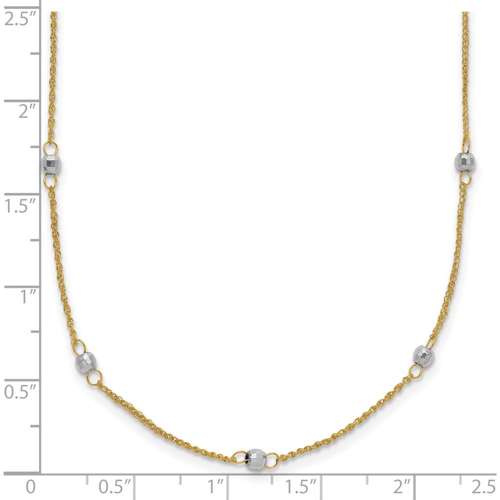 14K Two-Tone Gold 16" Ropa Chain Necklace with Mirror Beads and 2" Extender by 0
