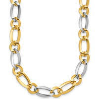 14K Two-Tone Gold 17.5" Fancy Oval and Round Link Necklace - 7.3mm Width by 0