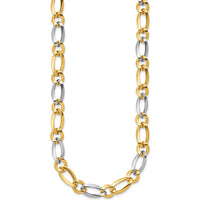 14K Two-Tone Gold 17.5" Fancy Oval and Round Link Necklace - 7.3mm Width by 0