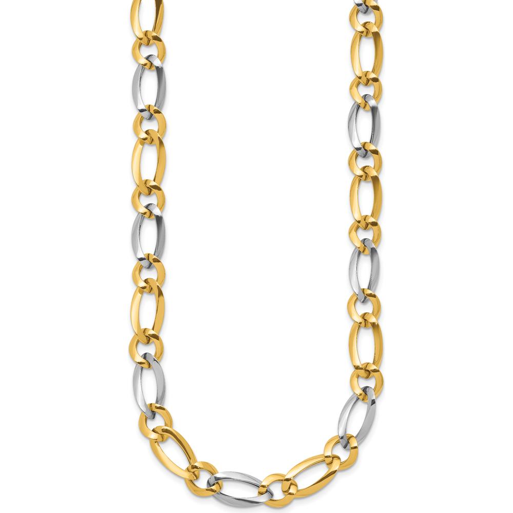 14K Two-Tone Gold 17.5" Fancy Oval and Round Link Necklace - 7.3mm Width by 0