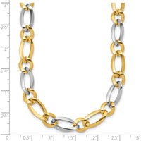 14K Two-Tone Gold 17.5" Fancy Oval and Round Link Necklace - 7.3mm Width by 0