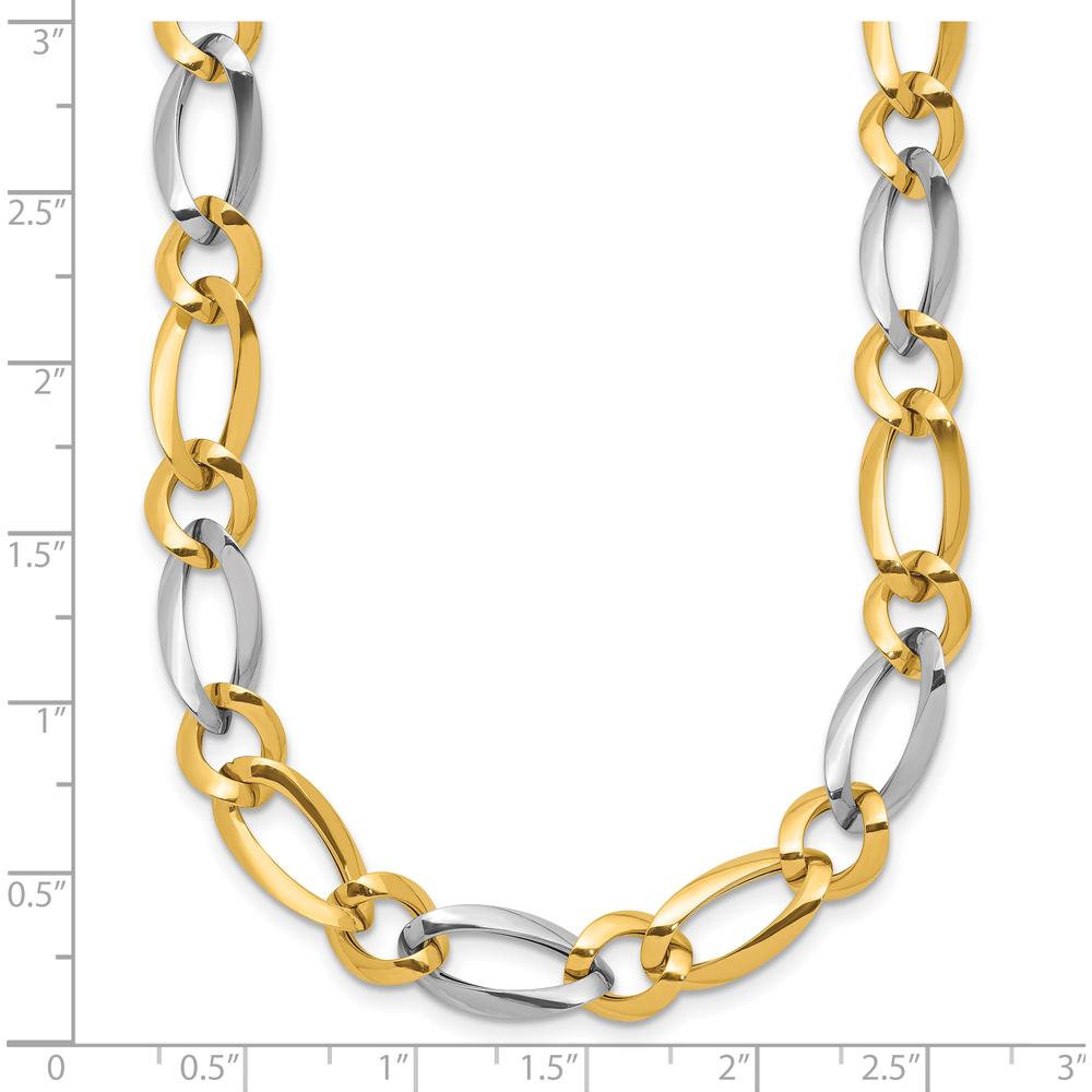 14K Two-Tone Gold 17.5" Fancy Oval and Round Link Necklace - 7.3mm Width by 0