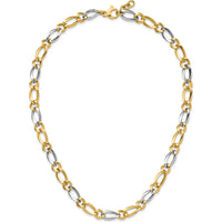 14K Two-Tone Gold 17.5" Fancy Oval and Round Link Necklace - 7.3mm Width by 0