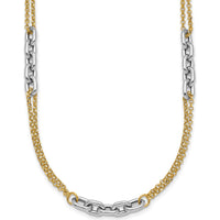 14K Two-Tone Gold 17" Fancy Oval Link Chain Necklace with 2" Extender - Polished Finish by 0