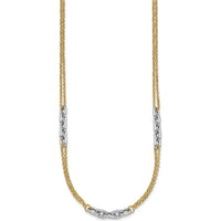 14K Two-Tone Gold 17" Fancy Oval Link Chain Necklace with 2" Extender - Polished Finish by 0