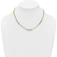 14K Two-Tone Gold 17" Fancy Oval Link Chain Necklace with 2" Extender - Polished Finish by 0