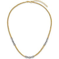 14K Two-Tone Gold 17" Fancy Oval Link Chain Necklace with 2" Extender - Polished Finish by 0