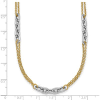 14K Two-Tone Gold 17" Fancy Oval Link Chain Necklace with 2" Extender - Polished Finish by 0