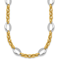 14K Two-Tone Gold 18" Fancy Link Necklace with Polished Oval and Cable Chain Design by 0