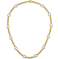 14K Two-Tone Gold 18" Fancy Link Necklace with Polished Oval and Cable Chain Design by 0
