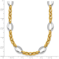 14K Two-Tone Gold 18" Fancy Link Necklace with Polished Oval and Cable Chain Design by 0