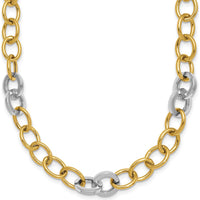 14K Two-Tone Gold 18" Polished 9.75mm Fancy Circle Cable Chain Necklace by 0