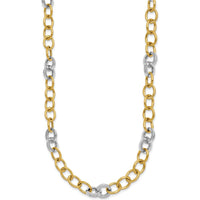 14K Two-Tone Gold 18" Polished 9.75mm Fancy Circle Cable Chain Necklace by 0
