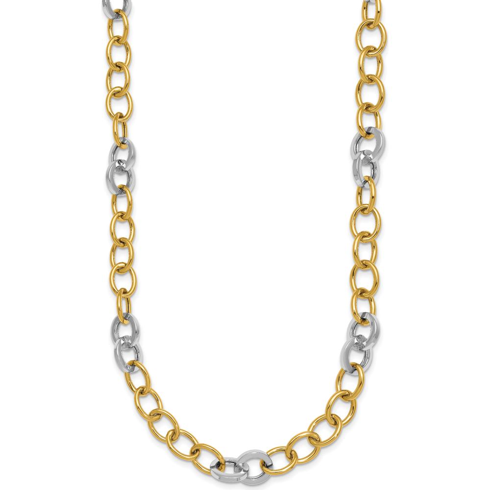 14K Two-Tone Gold 18" Polished 9.75mm Fancy Circle Cable Chain Necklace by 0