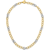 14K Two-Tone Gold 18" Polished 9.75mm Fancy Circle Cable Chain Necklace by 0