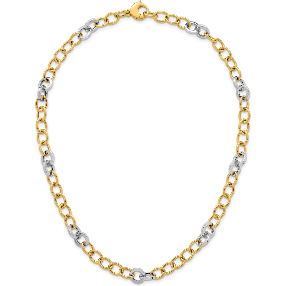 14K Two-Tone Gold 18" Polished 9.75mm Fancy Circle Cable Chain Necklace by 0