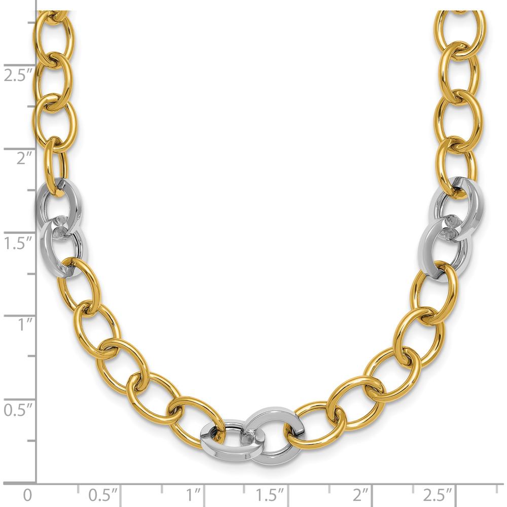 14K Two-Tone Gold 18" Polished 9.75mm Fancy Circle Cable Chain Necklace by 0