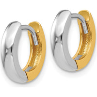 14K Two-Tone Gold 2.5mm Round Hinged Hoop Earrings - Elegant Polished Finish by 0