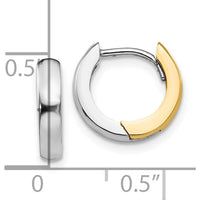 14K Two-Tone Gold 2.5mm Round Hinged Hoop Earrings - Elegant Polished Finish by 0