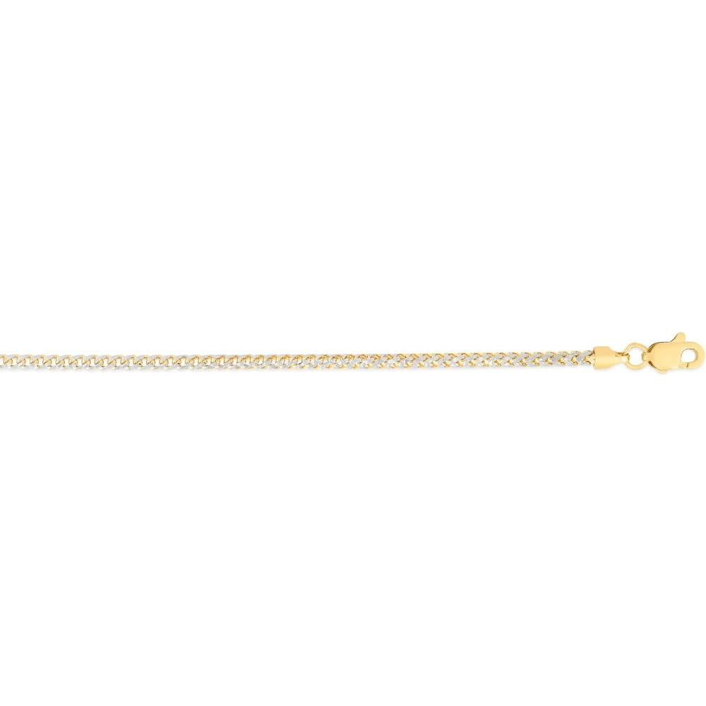 14K Two-Tone Gold 20" Round Pave Franco Chain Necklace with Lobster Clasp by Orozza Fine Jewelry