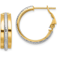 14K Two-Tone Gold 20mm Polished Diamond-Cut Medium Hoop Earrings with Omega Clip Back by 0