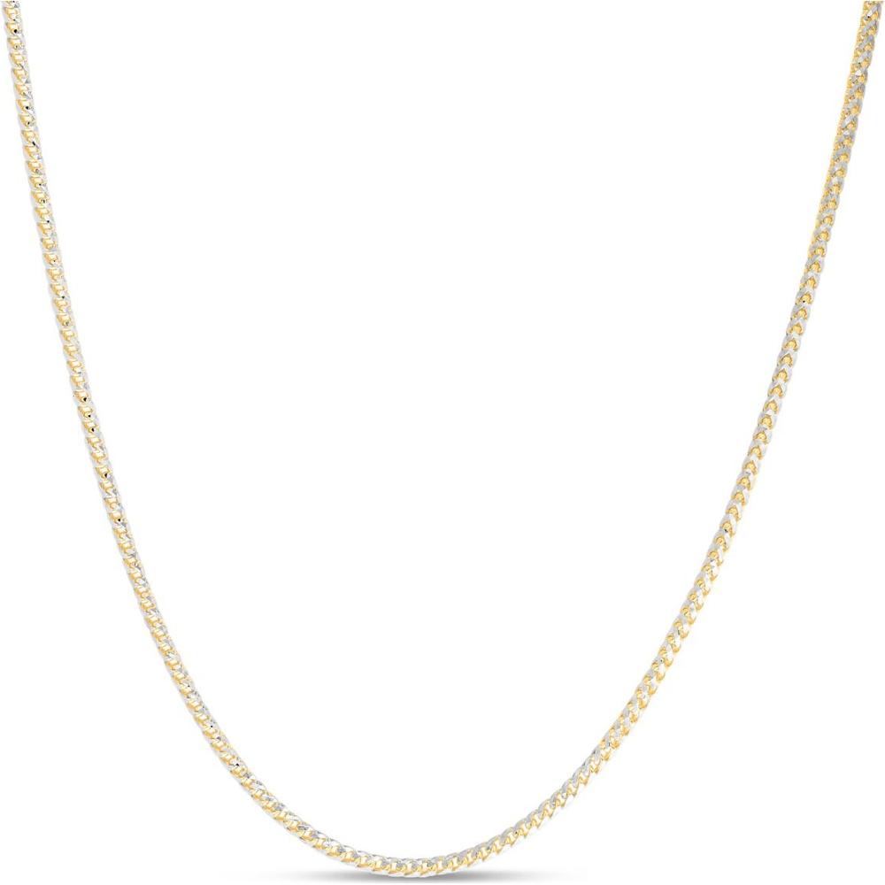 14K Two-Tone Gold 24" 2.3mm Round Pave Franco Chain Necklace by Orozza Fine Jewelry