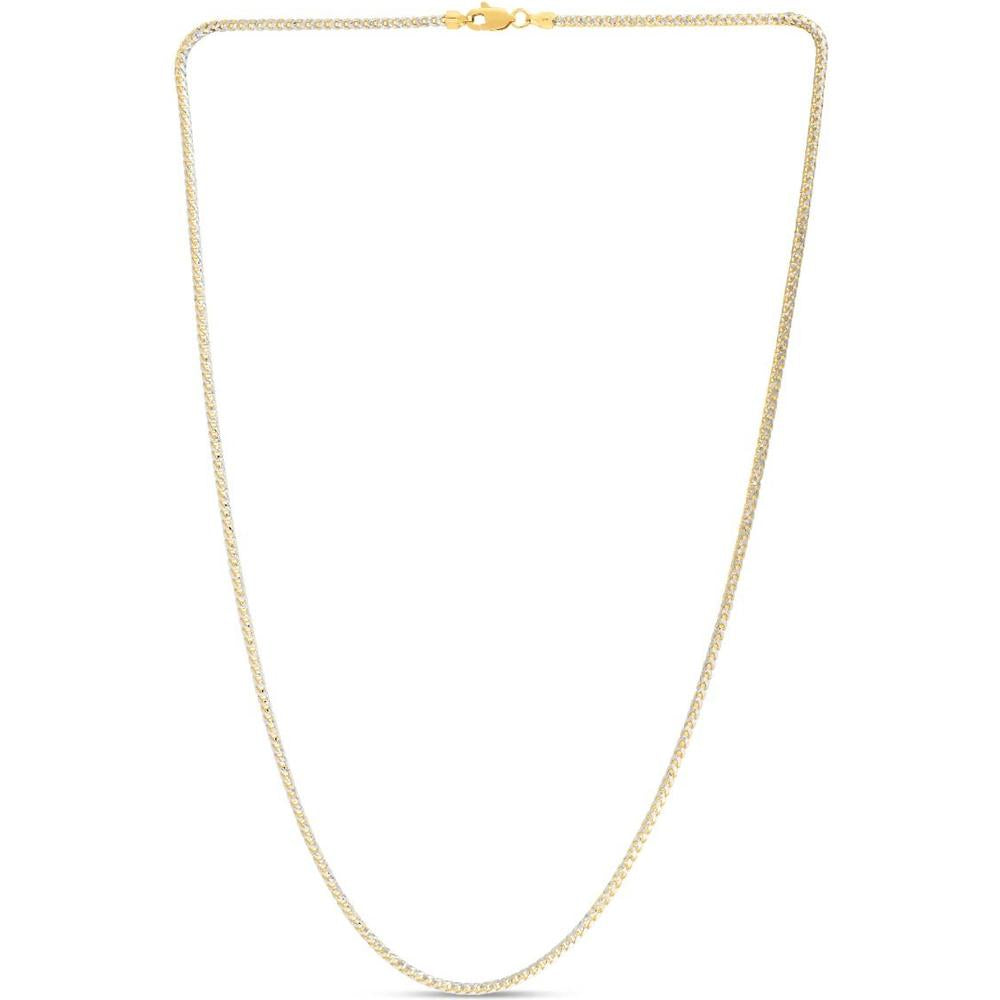 14K Two-Tone Gold 24" 2.3mm Round Pave Franco Chain Necklace by Orozza Fine Jewelry