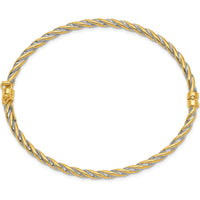 14K Two-Tone Gold 3.00mm Polished Hinged Oval Bangle Bracelet - Lightweight and Secure Clasp by Oro Pregiato