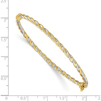 14K Two-Tone Gold 3.00mm Polished Hinged Oval Bangle Bracelet - Lightweight and Secure Clasp by Oro Pregiato